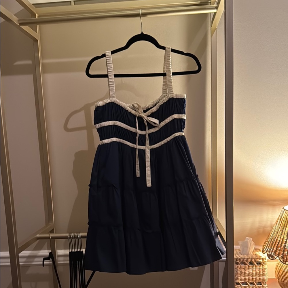 AUREUM Blue Sleeveless Sundress Square Neck Casual
